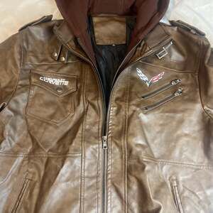 Vintage Chevrolet Corvette Leather Bomber Jacket Mens Size L